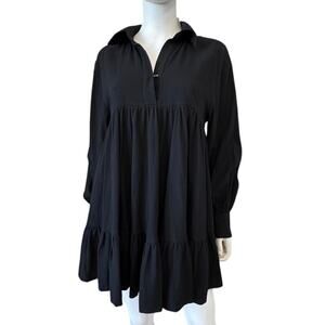 New EN SAISON ANTHROPOLOGIE Women's Black Tiered Mini Dress Size S
